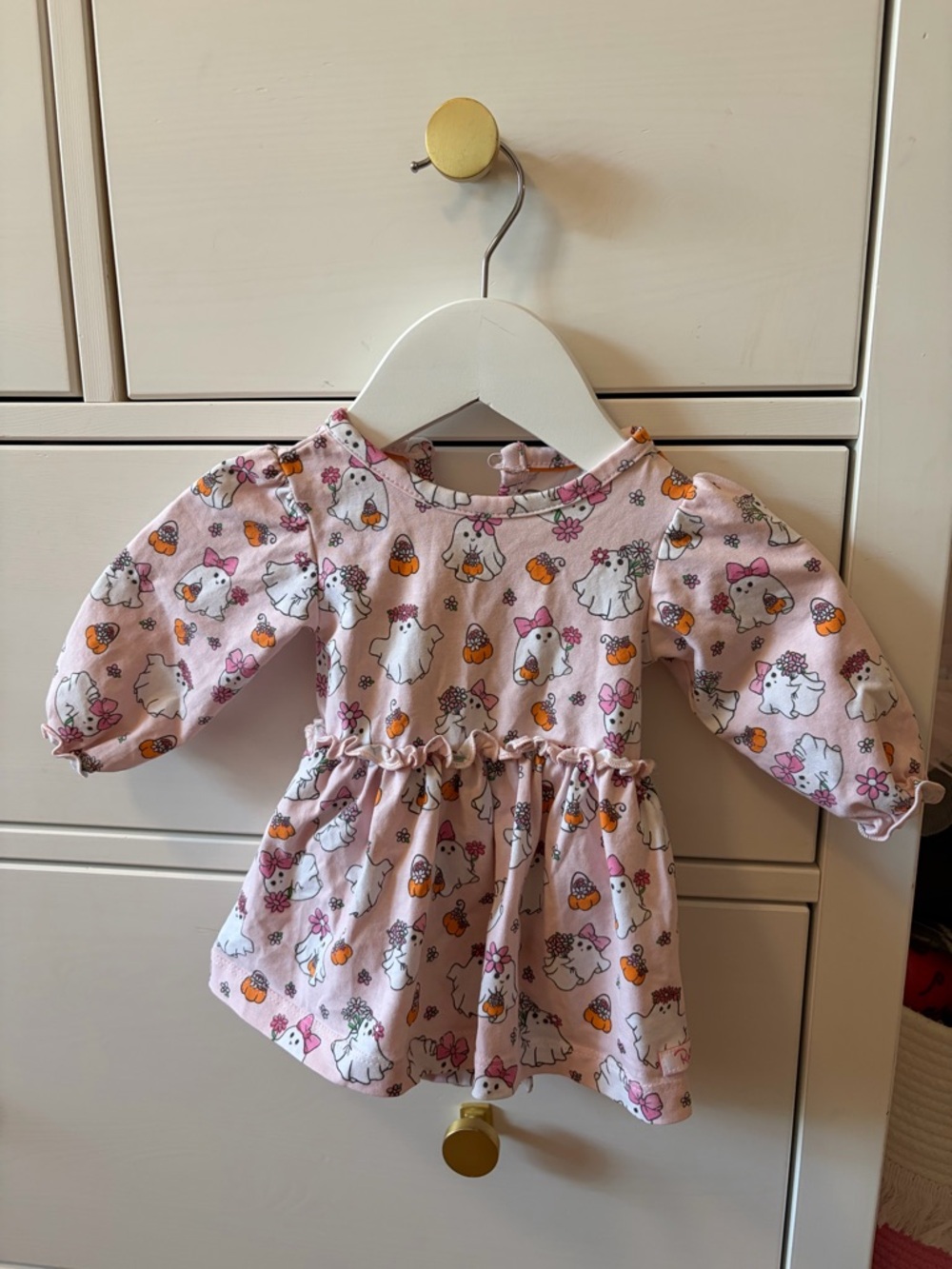 Ruffle Butts Ghost Print Bodysuit Dress 3-6 Months